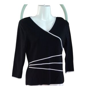 Pointelle Black & White Women's Blouse